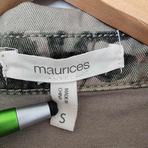 Maurices Jacket Shacket Floral Olive Green 100% Cotton Sz S Gorpcore Casual Boho - Picture 6 of 7